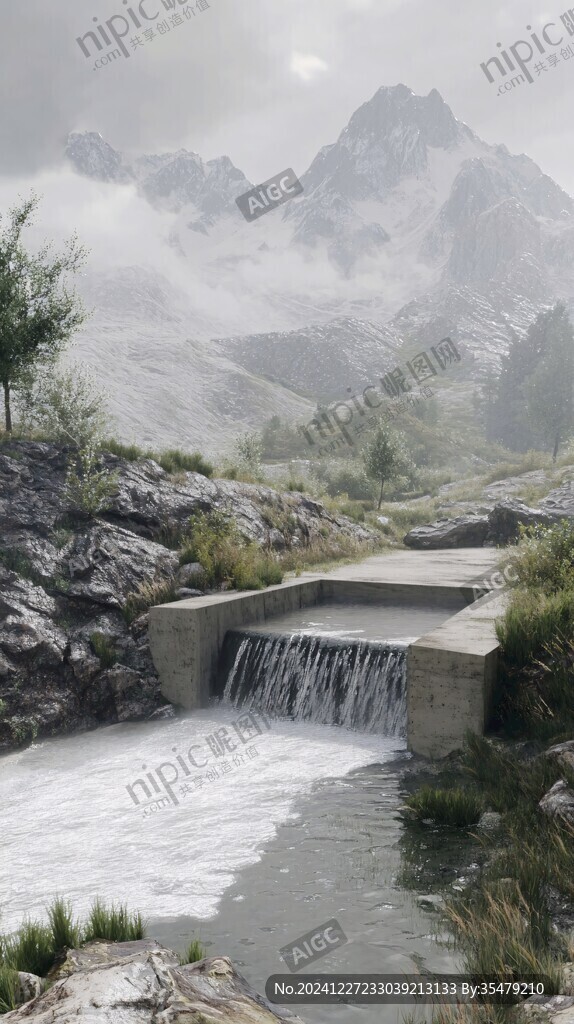 唯美風景山間流水