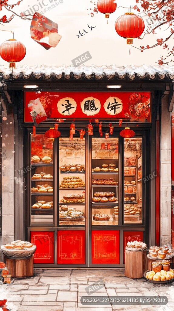年糕店插畫