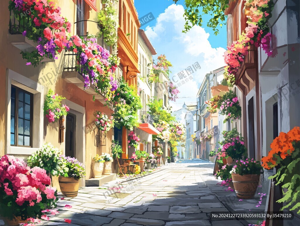 開滿鮮花的街道