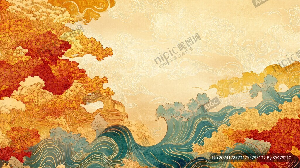 日式浪花背景