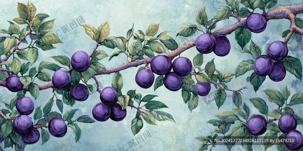 蜂糖李寫實插畫