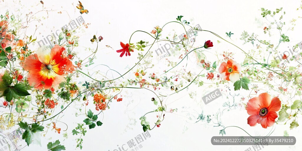 背景墻手繪花卉