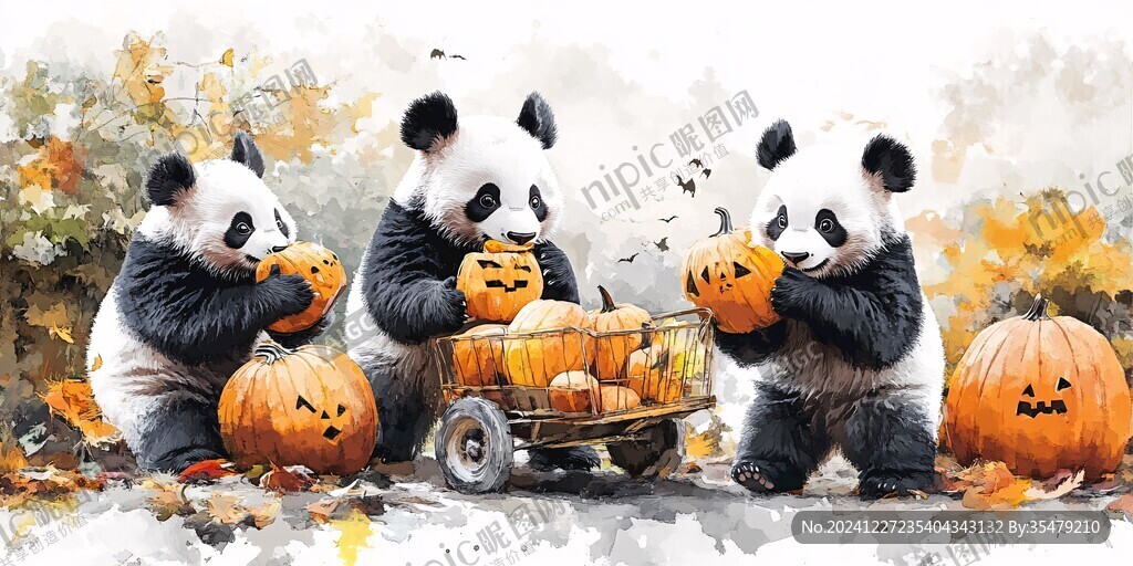 萬圣節熊貓插畫