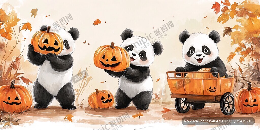 萬圣節(jié)熊貓插畫