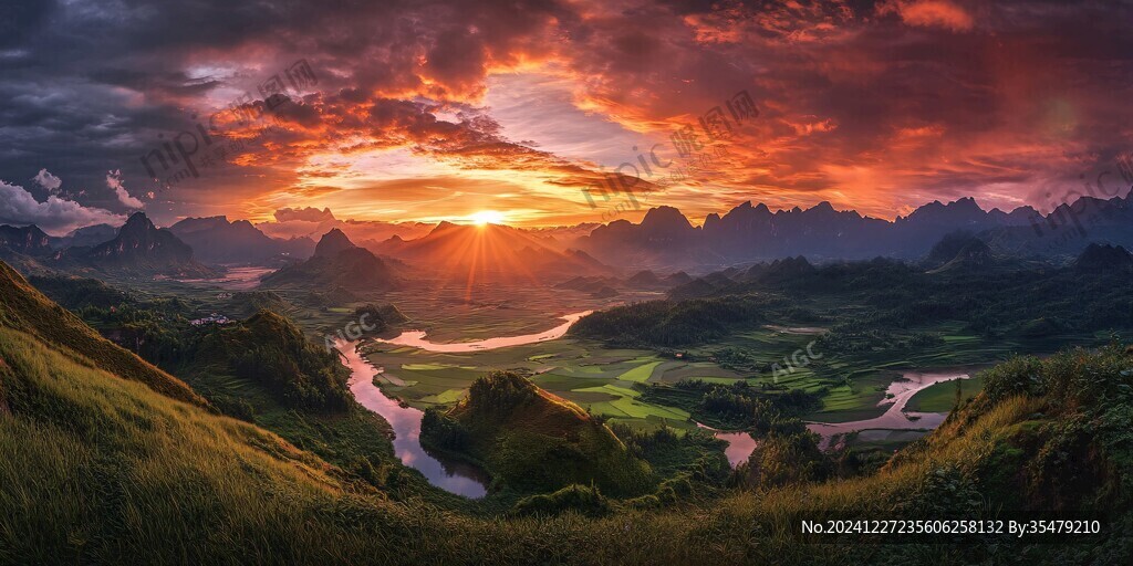 廣西都康鄉(xiāng)全景日出