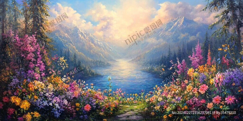 風光人間仙境油畫