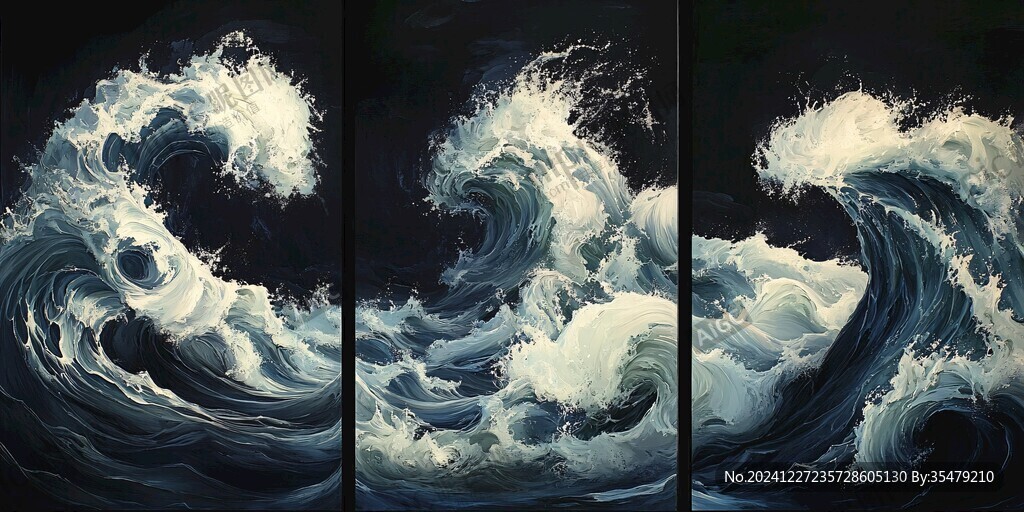 海浪無框畫