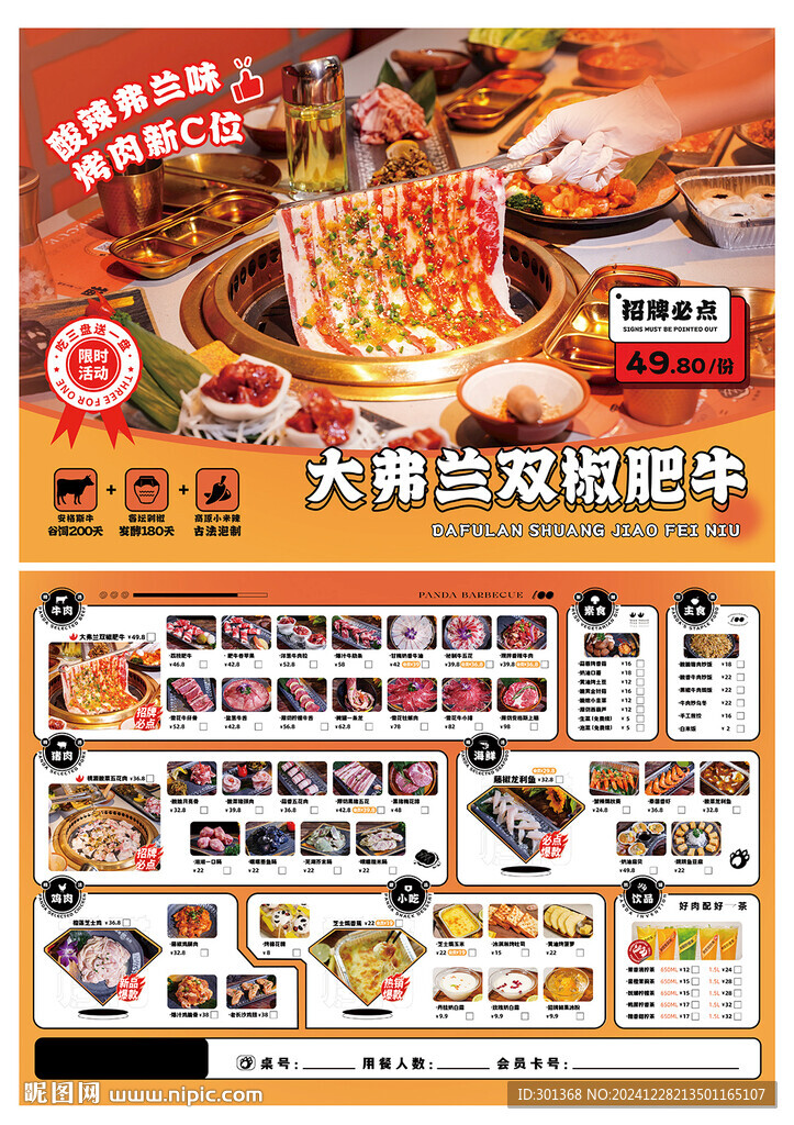 烤肉菜單