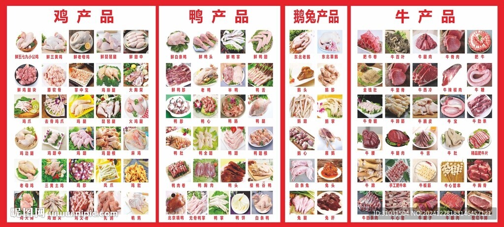 雞鴨鵝牛產(chǎn)品圖