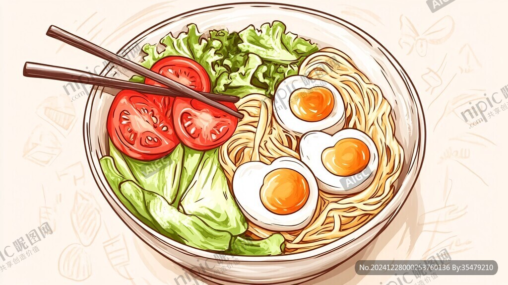 雞蛋面插畫