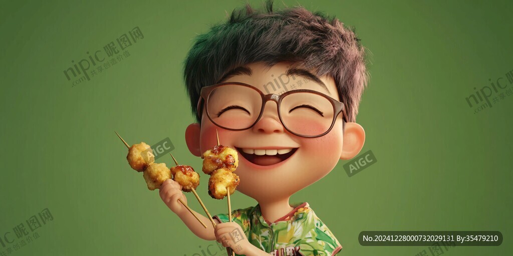 饞嘴小男孩卡通男生