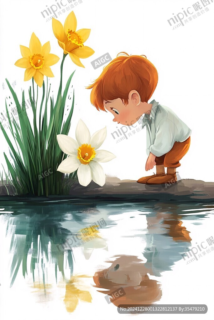 唯美小男孩插畫