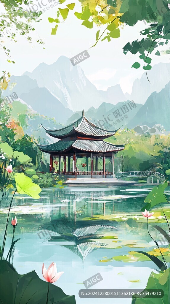 曲院風荷插畫