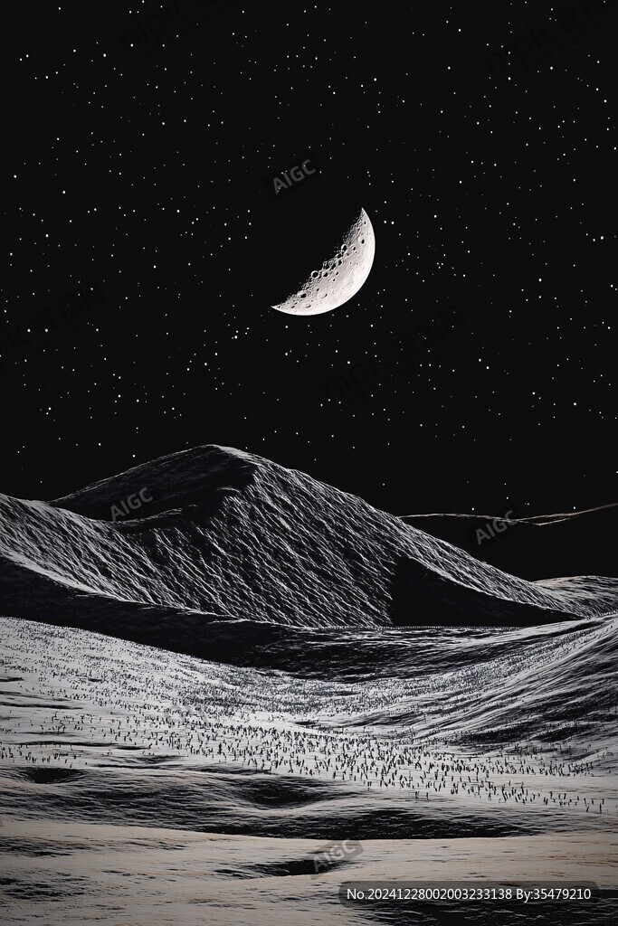 意境圖片星月山川掛圖