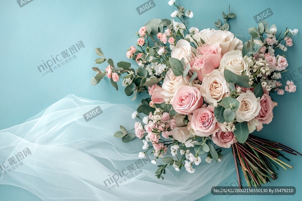 玫瑰花藍(lán)色背景