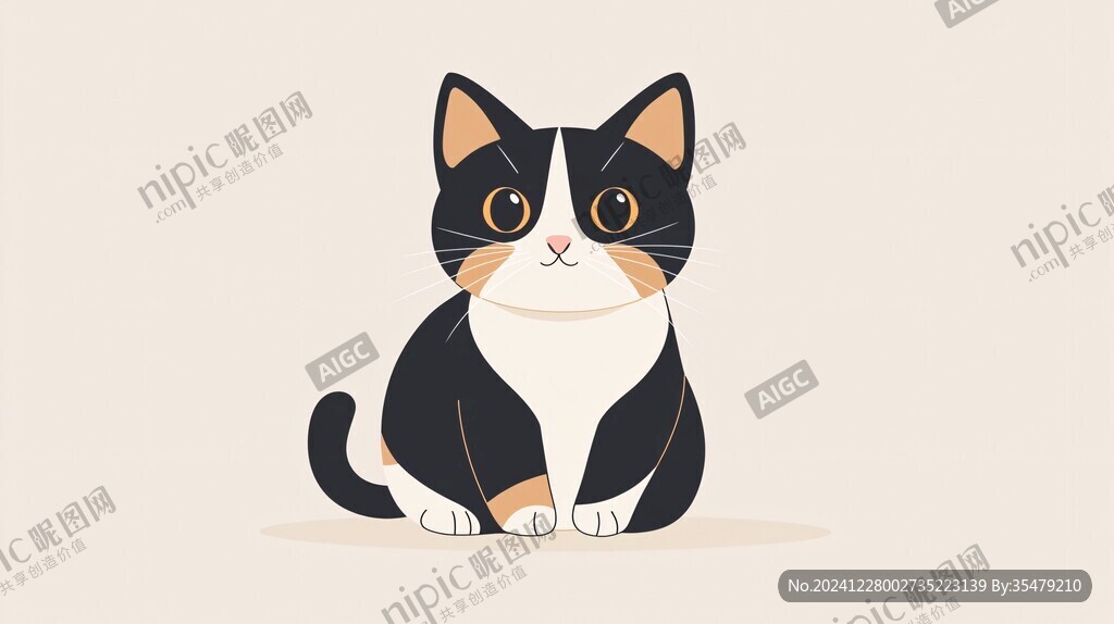 扁平插畫小貓