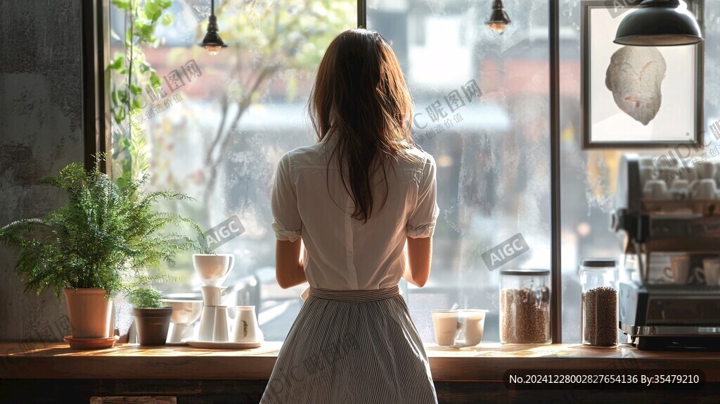 咖啡廳女性背影