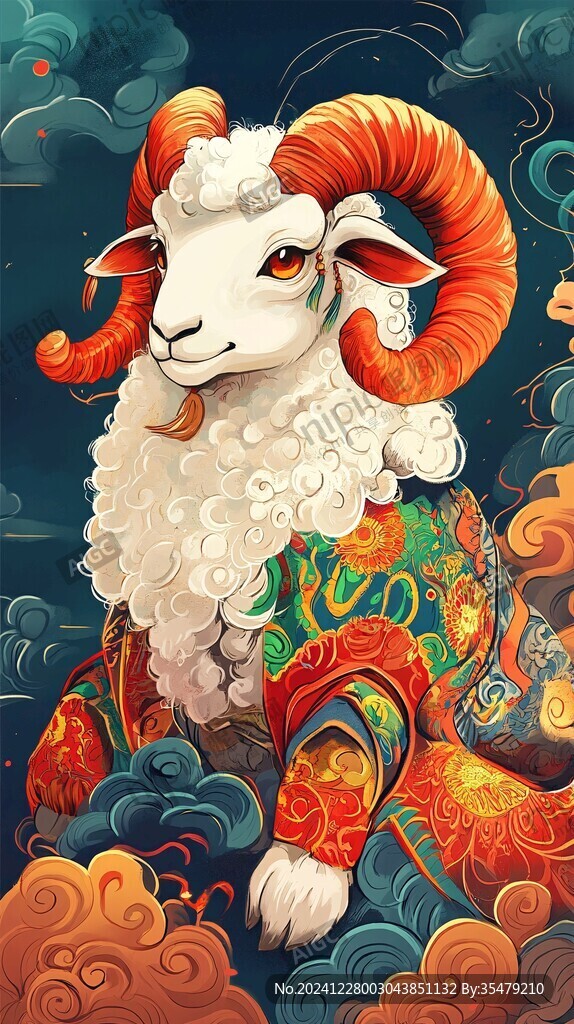 十二生肖羊插畫