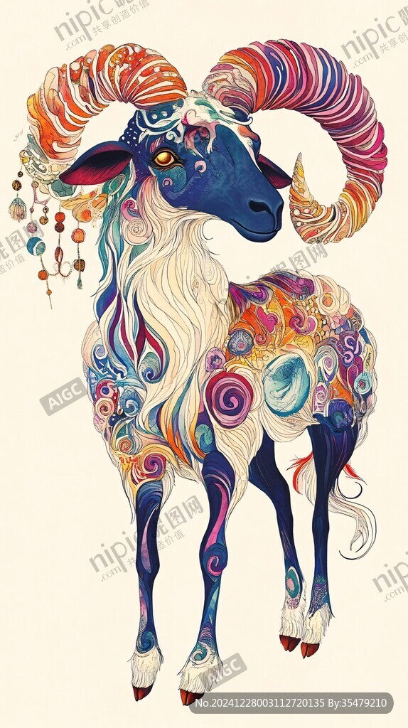 十二生肖羊插畫