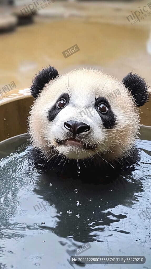 洗澡的大熊貓