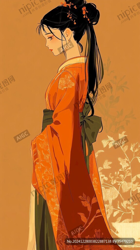 插畫漢服女生