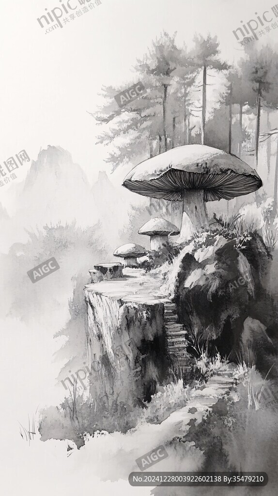 暨南大學插畫水墨山水