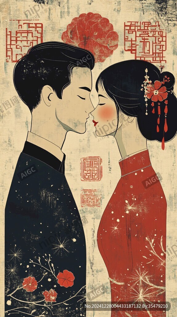 中式婚禮插畫(huà)
