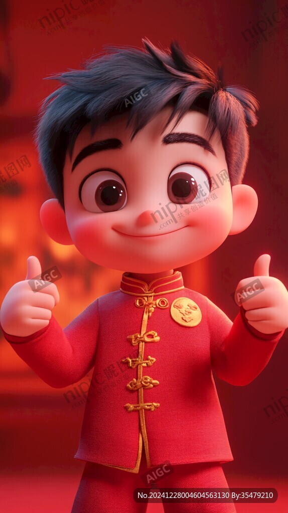 喜慶掌柜小男孩