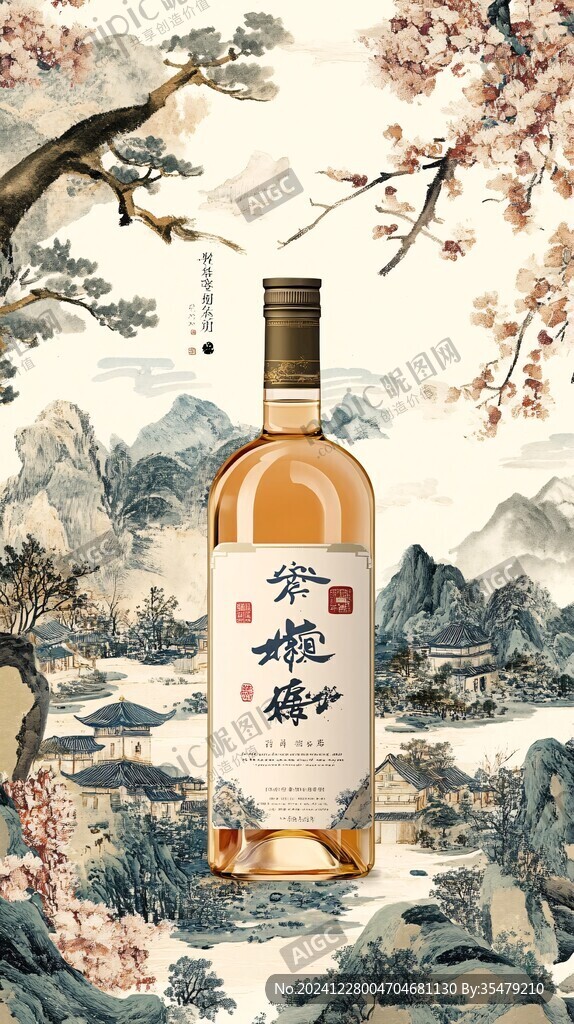 黃酒包裝插畫
