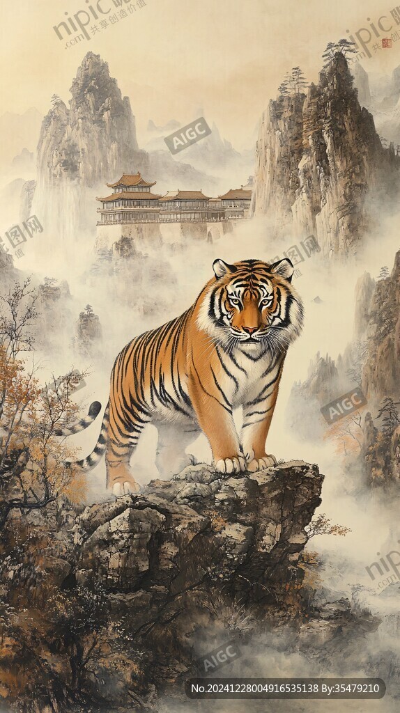 虎年吉祥猛虎下山新年