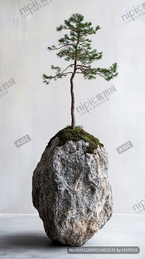 石頭上的一棵小樹