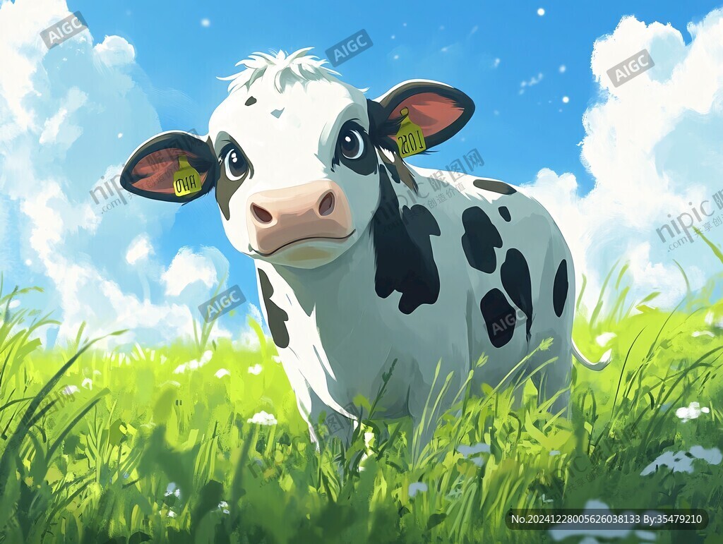 奶牛唯美插畫