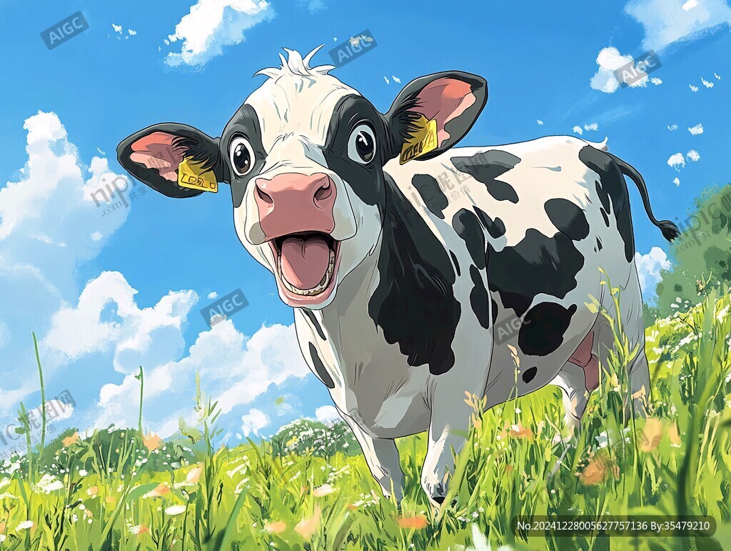 奶牛唯美插畫