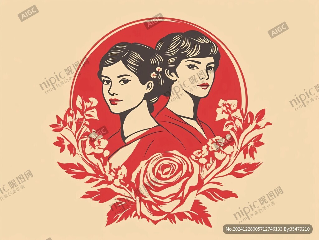 玫瑰花女人素材