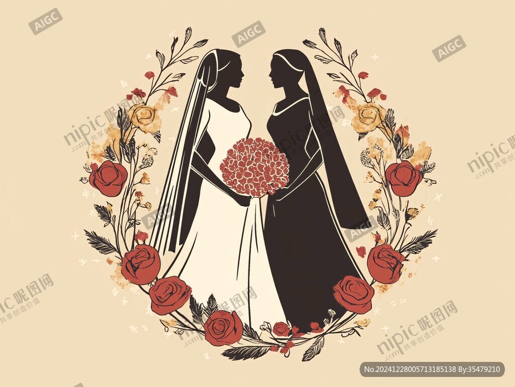 婚禮新人插畫
