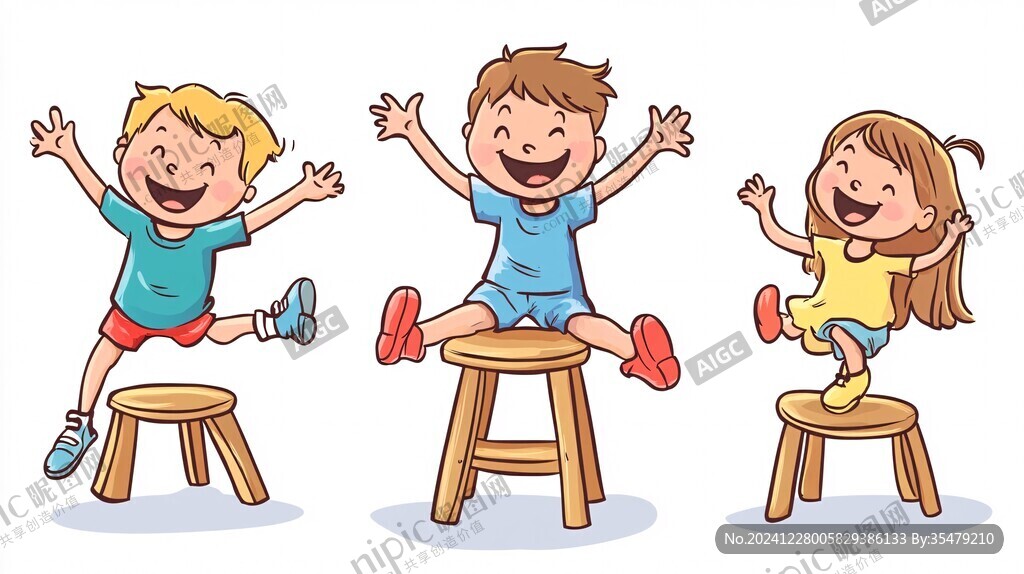 跳躍的卡通小孩
