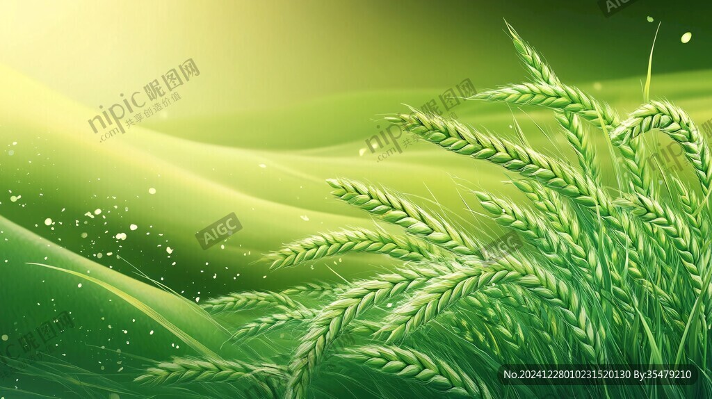 綠色小麥插畫