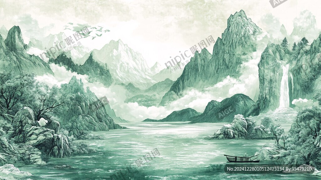 山水仙境插畫