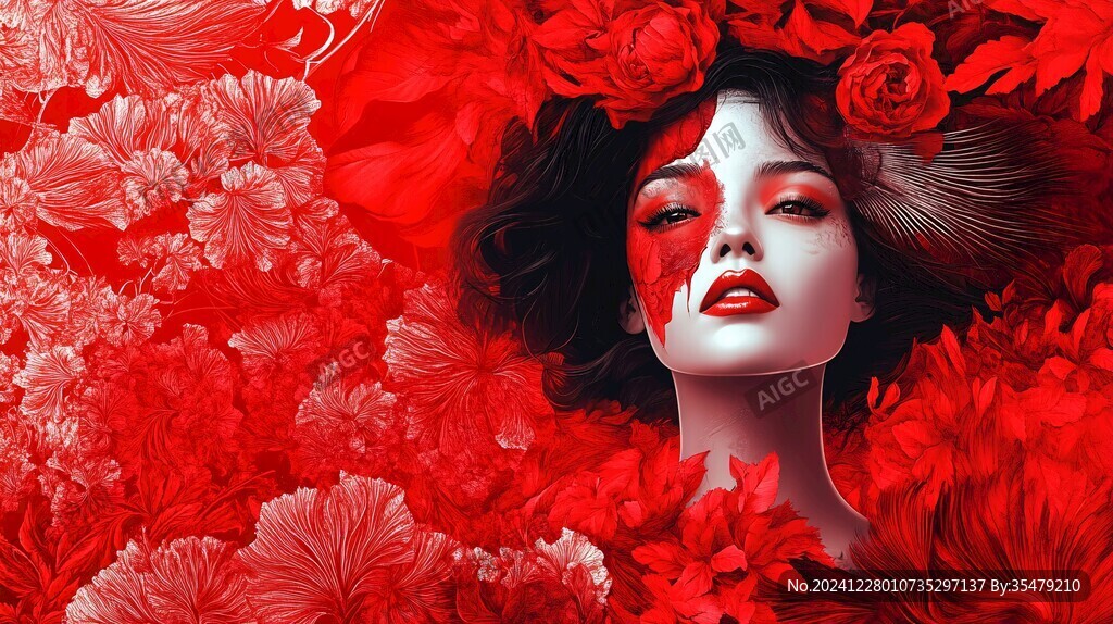 木棉花美女插畫(huà)