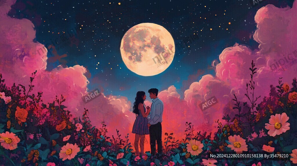 花好月圓創(chuàng)意插畫