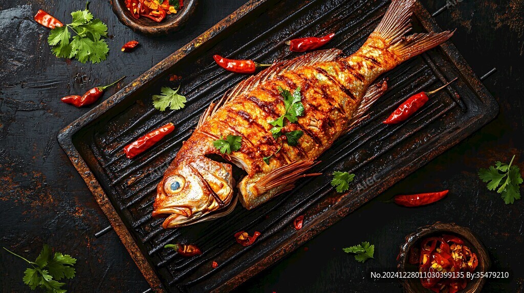 高清烤魚圖