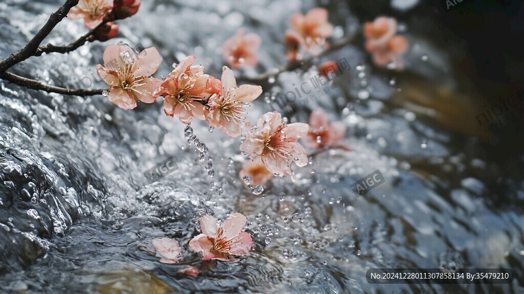 流水桃花