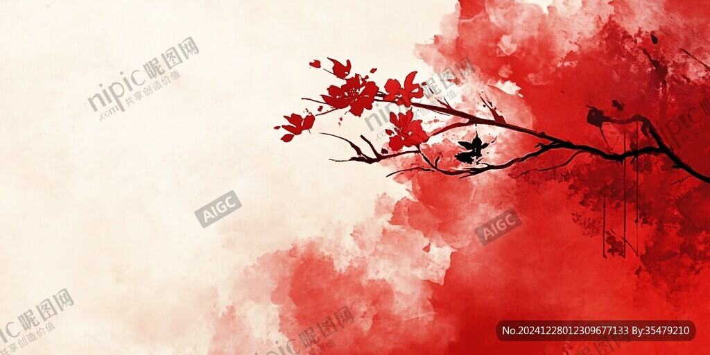 暖色調墨韻唯美紅色