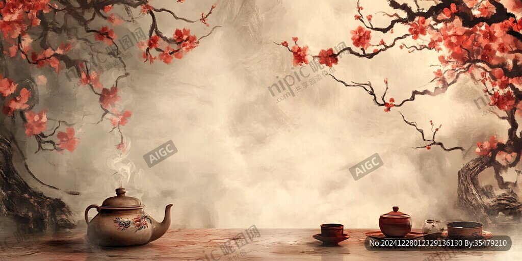 茶館背景墻畫(huà)面