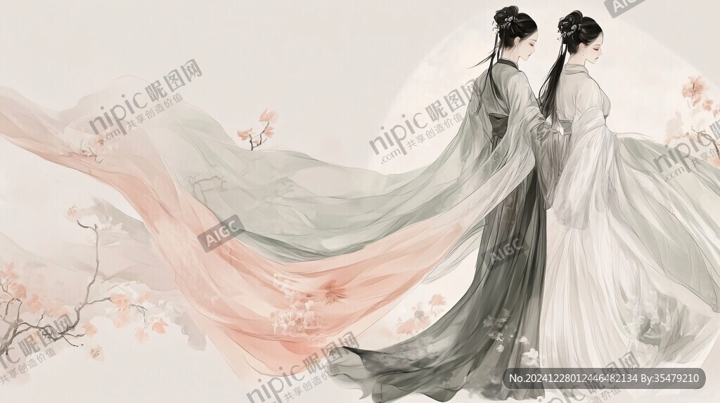 古裝情侶插畫