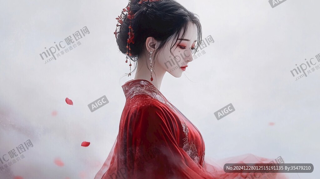 紅衣少女設(shè)計(jì)古風(fēng)