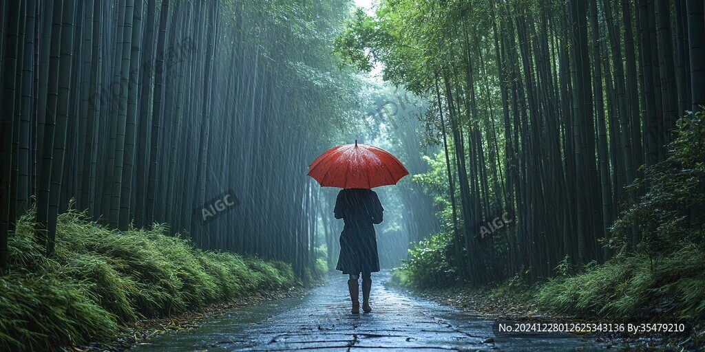 雨中竹林