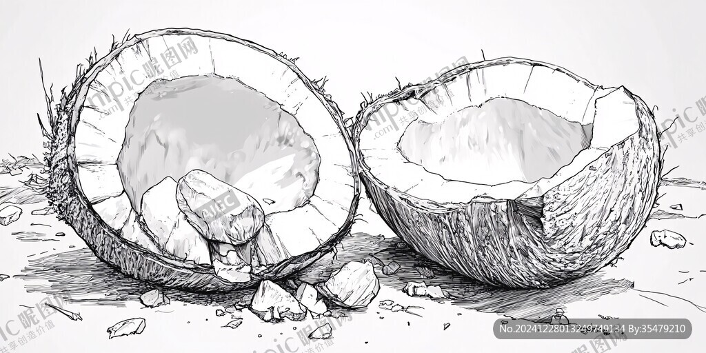 手繪椰肉原料插圖
