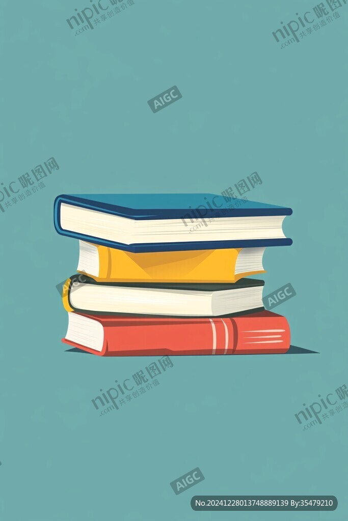 一摞書插畫
