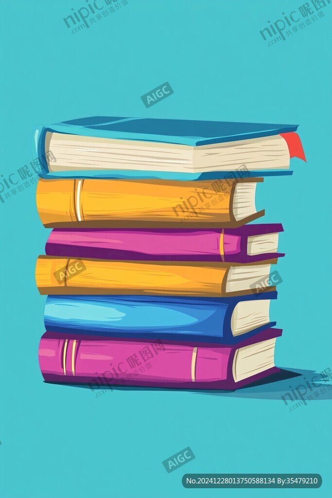 一摞書插畫